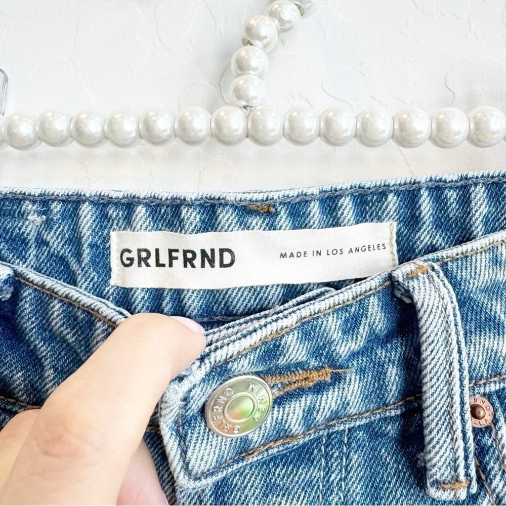 GRLFRND Women’s Karolina Jeans High Rise Straight Crop Larchmont W/ Rips 25 - Picture 5 of 10